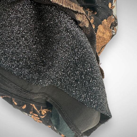 Jessica McClintock Y2K‎ 90s Floral Embroidered Sparkle High Neck Mini Dress 6 - Picture 7 of 9